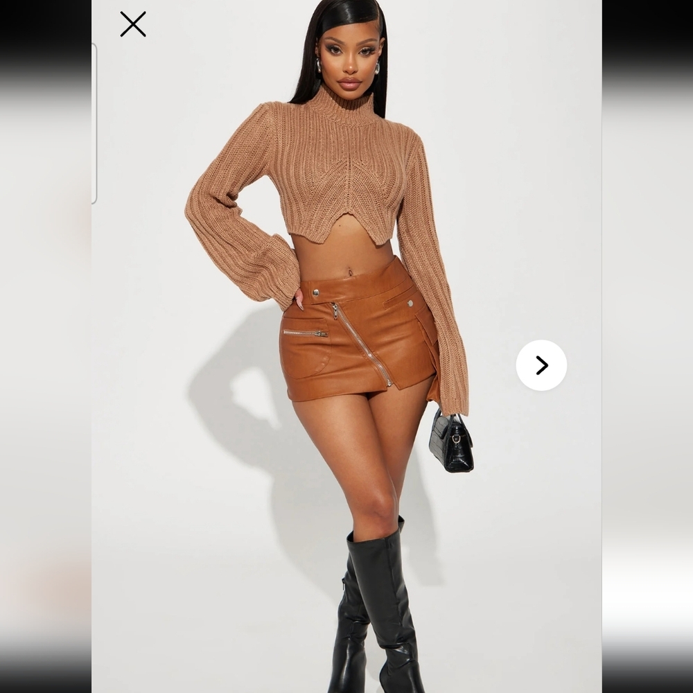 Reel It In Micro Mini Skirt - Chestnut